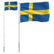 Zviedrijas karogs un masts, 5,55 m, alumīnijs