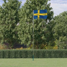 Zviedrijas karogs un masts, 5,55 m, alumīnijs