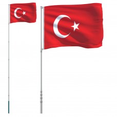 Turcijas karogs un masts, 5,55 m, alumīnijs