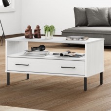 Kafijas galdiņš ar metāla kājām oslo, 85x50x45 cm, koks, balts