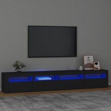 Tv skapītis ar led apgaismojumu, melns, 240x35x40 cm