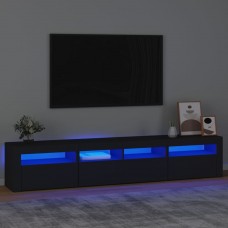 Tv skapītis ar led apgaismojumu, melns, 210x35x40 cm