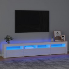 Tv skapītis ar led apgaismojumu, spīdīgi balts, 210x35x40 cm