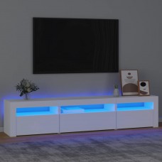 Tv skapītis ar led apgaismojumu, balts, 195x35x40 cm