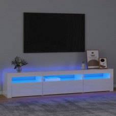 Tv skapītis ar led apgaismojumu, spīdīgi balts, 195x35x40 cm