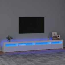 Tv skapītis ar led apgaismojumu, spīdīgi balts, 270x35x40 cm