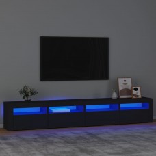 Tv skapītis ar led apgaismojumu, melns, 240x35x40 cm