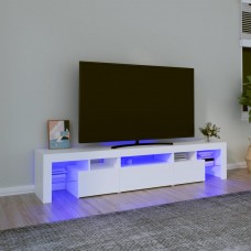 Tv skapītis ar led apgaismojumu, balts, 200x36,5x40 cm