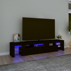 Tv skapītis ar led apgaismojumu, melns, 200x36,5x40 cm