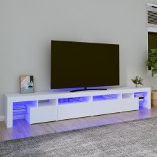 Tv skapītis ar led apgaismojumu, balts, 260x36,5x40 cm