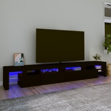 Tv skapītis ar led apgaismojumu, melns, 260x36,5x40 cm