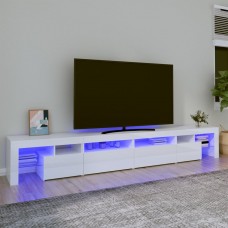 Tv skapītis ar led apgaismojumu, spīdīgi balts, 260x36,5x40 cm