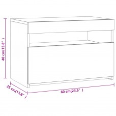 Naktsskapītis ar led lampiņām, ozolkoka krāsa, 60x35x40 cm