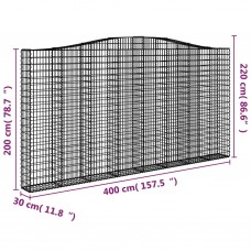 Arkveida gabiona grozs, 400x30x200/220 cm, cinkota dzelzs