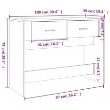 Konsoles galdiņš, balts, 100x39x75 cm, inženierijas koks