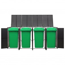Četrdaļīga nojume atkritumu konteineram, melna, 274x80x117 cm