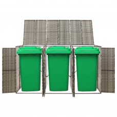 Trīsdaļīga nojume atkritumu konteineram, pelēka, 207x80x117 cm