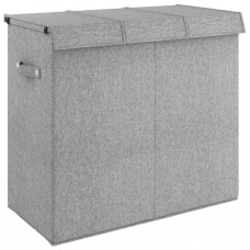 Veļas kaste, salokāma, pelēka, 64,5x34,5x59 cm, lina imitācija