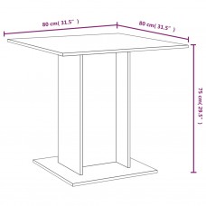 Virtuves galds, ozolkoka krāsa, 80x80x75 cm, inženierijas koks