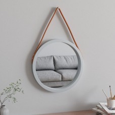 Sienas spogulis ar siksnu, sudraba krāsas, ø 45 cm
