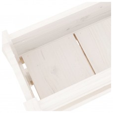 Puķu kaste, balta, 112x25x66 cm, priedes masīvkoks