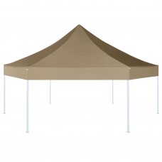 Sešstūra telts, saliekama, 3,6x3,1 m, pelēkbrūna, 220 g/m²
