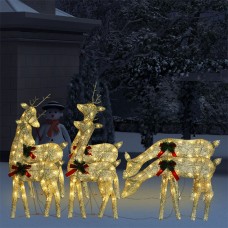 Ziemassvētku ziemeļbrieži, 6 gab., zeltaini, silti balti
