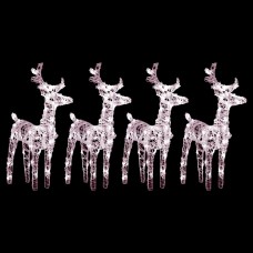 Ziemassvētku ziemeļbrieži, 4 gab., 160 silti baltas led, akrils