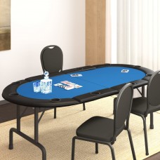 Pokera galda virsma 10 personām, saliekama, zila, 208x106x3 cm