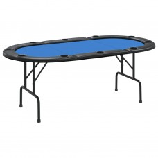 Pokera galds 10 personām, saliekams, zils, 206x106x75 cm