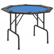 Pokera galds 8 personām, saliekams, zils, 108x108x75 cm