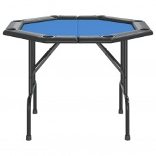Pokera galds 8 personām, saliekams, zils, 108x108x75 cm