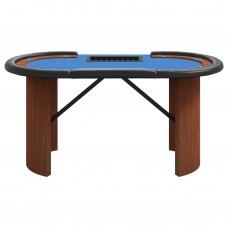 Pokera galds ar žetonu trauku, 10 personām,zils, 160x80x75 cm