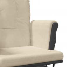 Šūpuļkrēsls ar kāju balstu, krēmbalts audums