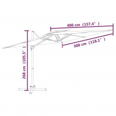 Dārza saulessargs, dubults, 400x300 cm, melns