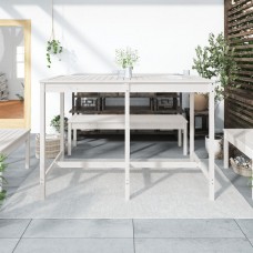 Dārza galds, balts, 159,5x82,5x110 cm, priedes masīvkoks