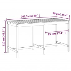 Dārza galds, 203,5x90x110 cm, priedes masīvkoks, balts