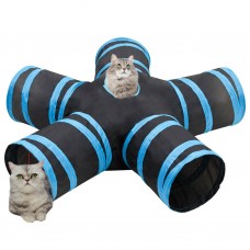 Kaķu tunelis, 5 ejas, melns un zils, 25 cm, poliesters