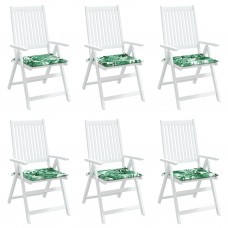 Dārza krēslu matrači, 6 gab., 50x50x3 cm, audums, lapu apdruka