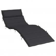Sauļošanās krēsla matracis, 180x60x3 cm, audums, melns