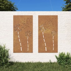 Dārza sienas rotājumi, 2 gab., 105x55 cm, tērauds, rūsas efekts