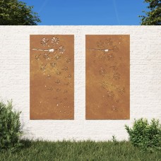 Dārza sienas rotājumi, 2 gab., 105x55 cm, tērauds, rūsas efekts