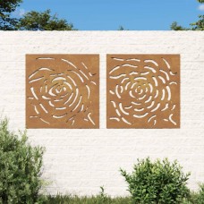 Dārza sienas rotājumi, 2 gab., 55x55 cm, tērauds, rūsas efekts
