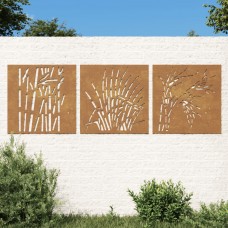 Dārza sienas rotājumi, 3 gab., 55x55 cm, tērauds, rūsas efekts
