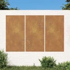 Dārza sienas rotājumi, 3 gab., 105x55 cm, tērauds, rūsas efekts