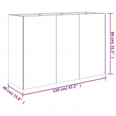 Augstā dārza puķu kaste, 120x40x80 cm, tērauds ar rūsas efektu