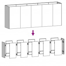Augstā dārza puķu kaste, 200x40x80 cm, tērauds ar rūsas efektu
