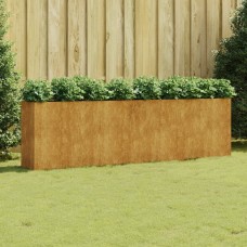 Augstā dārza puķu kaste, 280x40x40 cm, tērauds ar rūsas efektu