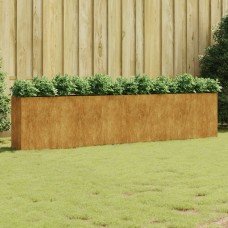 Augstā dārza puķu kaste, 360x40x80 cm, tērauds ar rūsas efektu