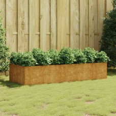 Augstā dārza puķu kaste, 200x80x40 cm, tērauds ar rūsas efektu